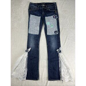 Silver Jeans Toni Women’s 27 Custom Lace Flower Modified Hippie Boho Floral